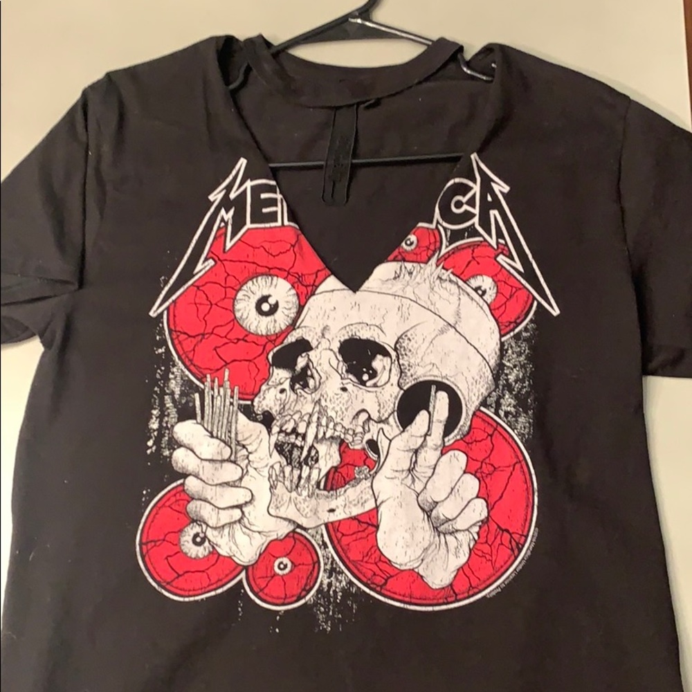 Metallica band tee with cut v neck